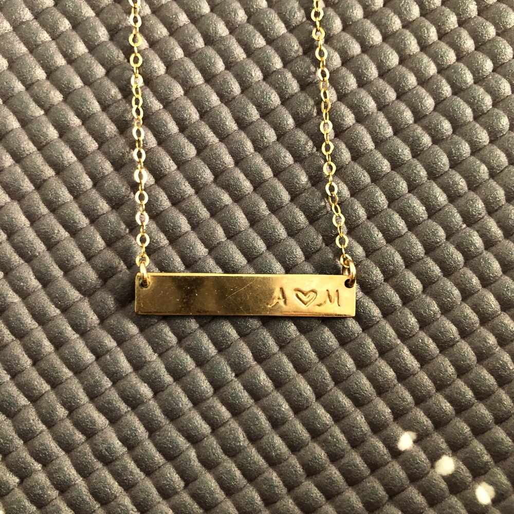 Made By Mary “A + M” bar necklace